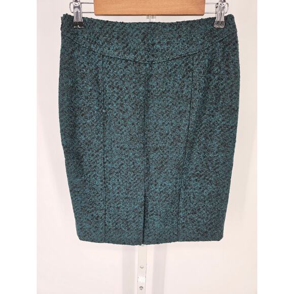 Banana Republic Womens Sz 0 Blue Black Textured Flannel Pencil Skirt NEW - Picture 3 of 5